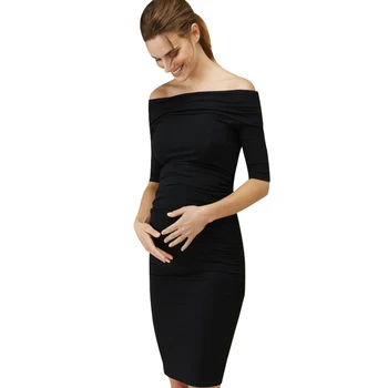 Summer Black Shoulderless Solid Mommy Business Vestidos Knee Length Half Sleeve Evening Maternity Dress Pregnancy Office Clothes
Summer Black Shoulderless Solid Mommy Business Vestidos Knee Length Half Sleeve Evening Maternity Dress Pregnancy Office Clothes
