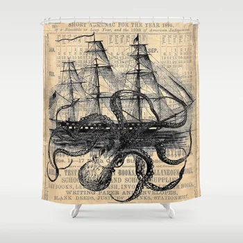 Octopus Kraken attacking Ship Antique Almanac Paper Shower Curtain Decorative Waterproof Polyester Fabric Shower Curtain 12 Hook
Octopus Kraken attacking Ship Antique Almanac Paper Shower Curtain Decorative Waterproof Polyester Fabric Shower Curtain 12 Hook