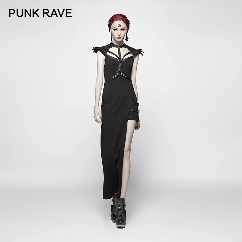 PUNK RAVE New Punk Asymmetric Sexy Black Women Dress Steampunk Waist Belt Can Detachable Slim Cotton Bandage Club Dress
PUNK RAVE New Punk Asymmetric Sexy Black Women Dress Steampunk Waist Belt Can Detachable Slim Cotton Bandage Club Dress
