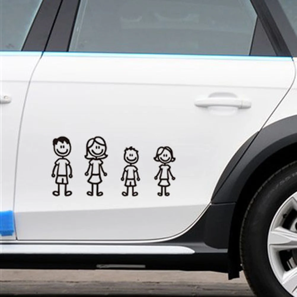 10pcs Fashion Stick Figure My Family Car Stickers with Pet Decal Sticker fo...