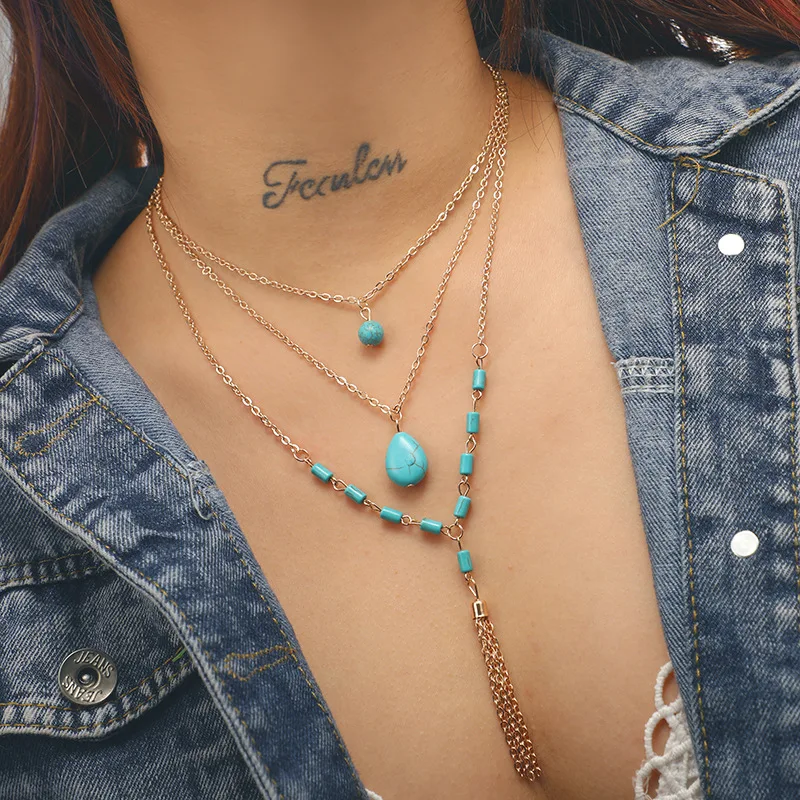 Fashion Vintage Green Stone Beads Gold Chain Tassel Necklaces Women Multilayer Long Pendant Necklace Jewelry Maxi Kolye YN325
Fashion Vintage Green Stone Beads Gold Chain Tassel Necklaces Women Multilayer Long Pendant Necklace Jewelry Maxi Kolye YN325