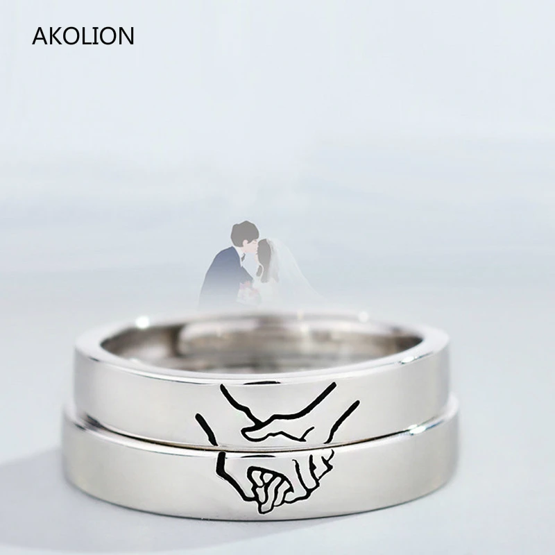 Silver Rings Woman Men Couple Rings 925 Couple Holding Hands Pattern Ring Charming Female Lovers Simple Fashion Jewelry
Silver Rings Woman Men Couple Rings 925 Couple Holding Hands Pattern Ring Charming Female Lovers Simple Fashion Jewelry