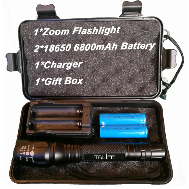 Flashlight L2 T6 LED Zoomable Focus Flash Light Torch Tactical Flashlights Camping Lamp Outdoor Lighting by 2*18650
Flashlight L2 T6 LED Zoomable Focus Flash Light Torch Tactical Flashlights Camping Lamp Outdoor Lighting by 2*18650