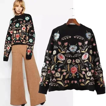 Autumn Winter Harajuku Hipie Boho Ethnic Retro Jumpers Ladies Top Femme Embroidery Floral Long Sleeve Sweater Women Pullover
Autumn Winter Harajuku Hipie Boho Ethnic Retro Jumpers Ladies Top Femme Embroidery Floral Long Sleeve Sweater Women Pullover