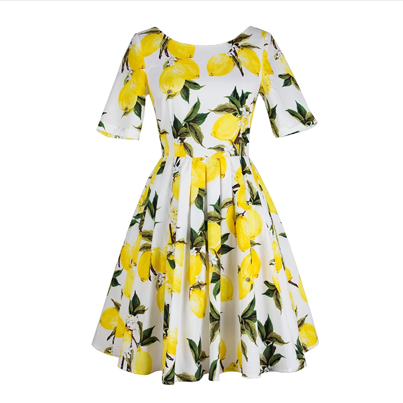Ladies 2017 New Fashion Spring Summer Runway Short-sleeved Lemon printed dress Women Beach Dresses Slim Cut Club Yellow Sundress
Ladies 2017 New Fashion Spring Summer Runway Short-sleeved Lemon printed dress Women Beach Dresses Slim Cut Club Yellow Sundress
