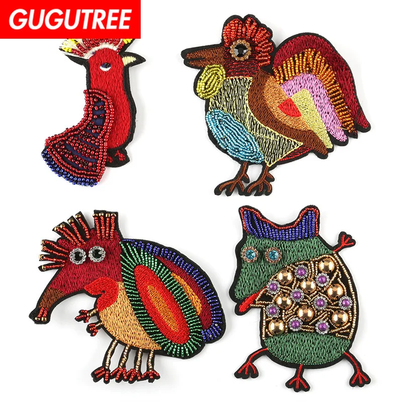 GUGUTREE beaded embroidery red green blue bird cock mouse fox patches badges applique patches for clothing FD-26
GUGUTREE beaded embroidery red green blue bird cock mouse fox patches badges applique patches for clothing FD-26
