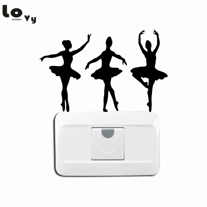 

Ballerinas Silhouette Vinyl Light Switch Stickers Ballet Dancer Wall Stickers/Decal