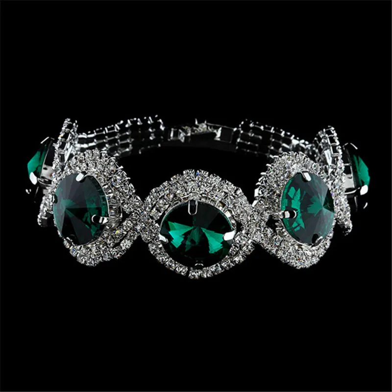 Luxury Female Big Crystal Blue Green Stone Bracelet Bangle Fashion 925 Silver Vintage Charm Wedding Bracelets For Women
Luxury Female Big Crystal Blue Green Stone Bracelet Bangle Fashion 925 Silver Vintage Charm Wedding Bracelets For Women