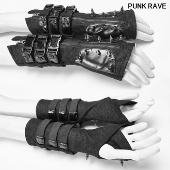 

Gothic Motocycle Gloves Cosplay One Pair Steampunk Metal rivets bandage Fingerless Women Gloves Military Punk Rave WS-278SSF