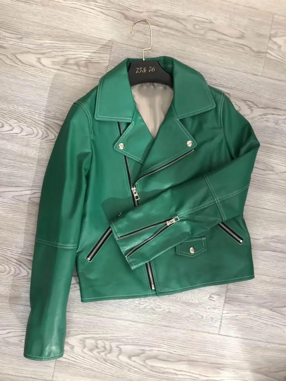 women fashion sheep leather genuine leather jacket (1)