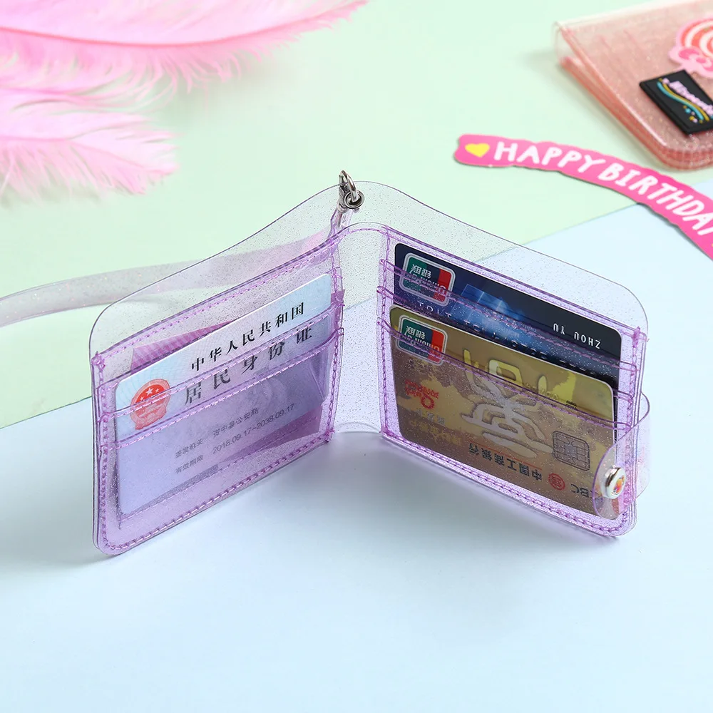 Bling Transparent ID Card Holder Wallets PVC Folding Lanyard Short Wallet Fashion Women Girl Glitter Business Card Case Purse
Bling Transparent ID Card Holder Wallets PVC Folding Lanyard Short Wallet Fashion Women Girl Glitter Business Card Case Purse