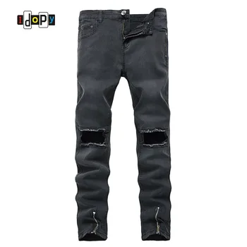 Fashion Mens Ripped Jeans Brand Designer Skinny Fit Jeans Hip Hop Distressed Denim Pants With Bottom Zippers For Men
Fashion Mens Ripped Jeans Brand Designer Skinny Fit Jeans Hip Hop Distressed Denim Pants With Bottom Zippers For Men