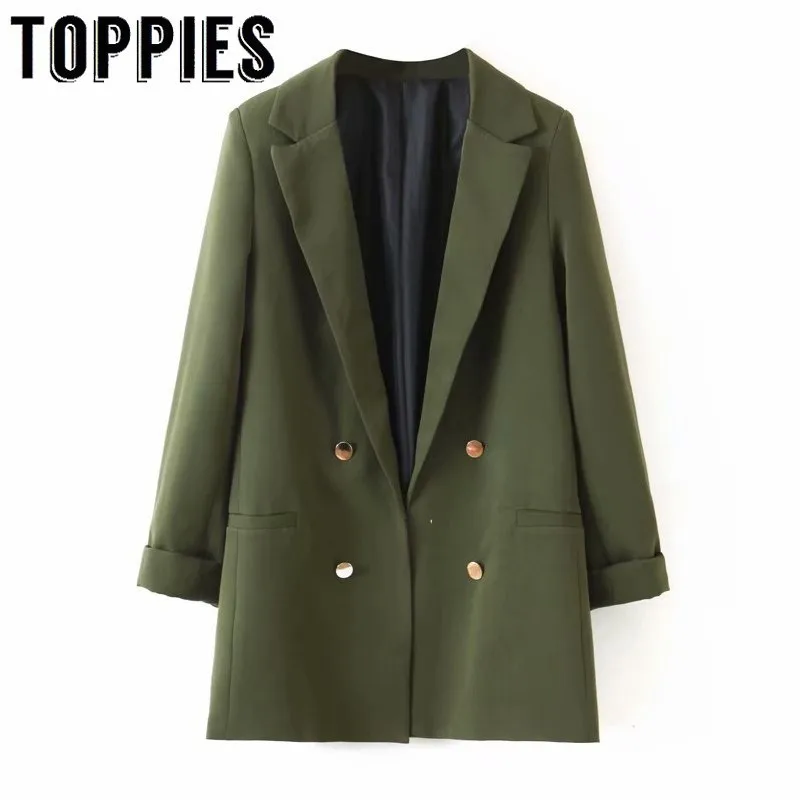 2019 Women Double Breasted Greem Blazer Jacket Long Sleeve Lady Small Suit Notched Collar Loose Coat
2019 Women Double Breasted Greem Blazer Jacket Long Sleeve Lady Small Suit Notched Collar Loose Coat