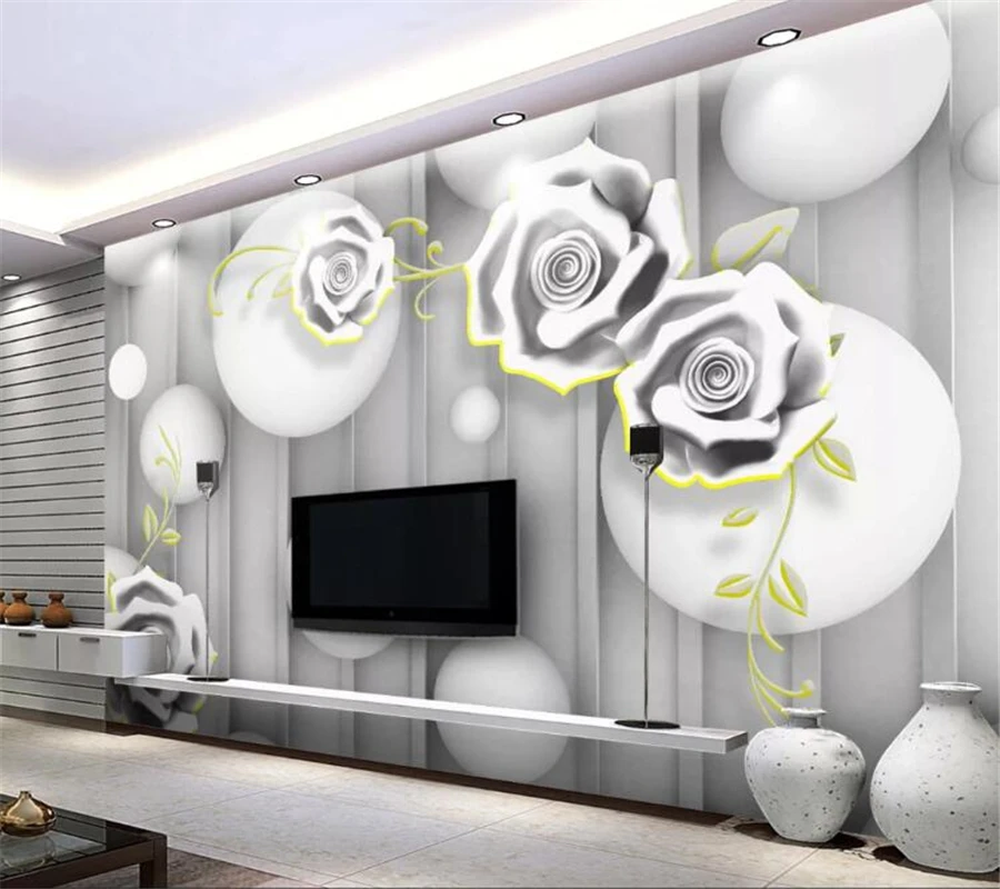 

wellyu Custom Wallpaper papier peint Original 3D three-dimensional woodcarving rose TV background wall papel de parede behang