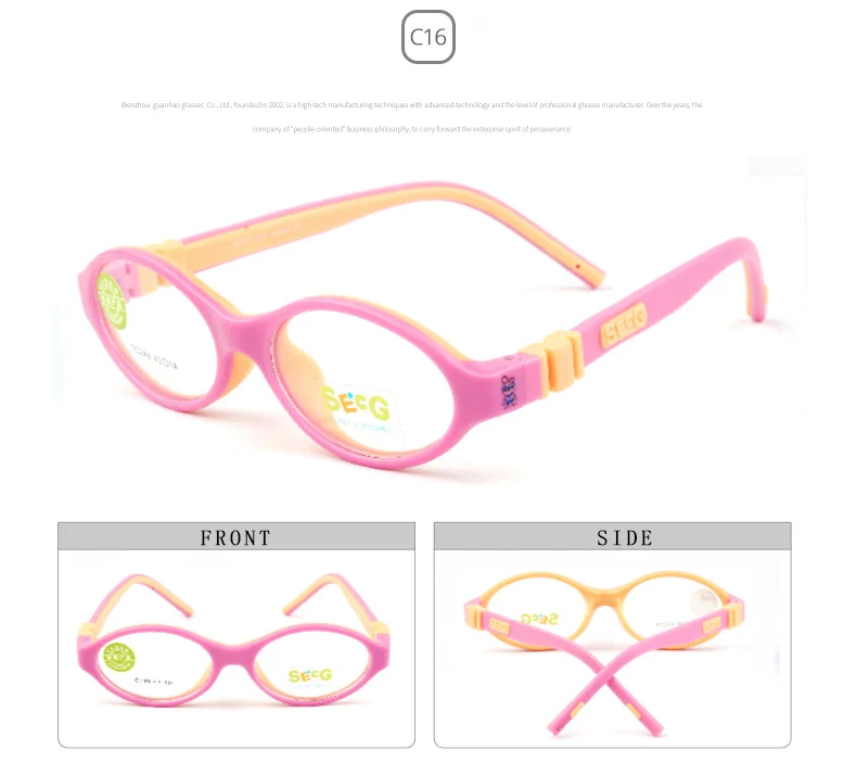 SECG Unisex Children's Ful Rim Oval Eyeglasses on Display