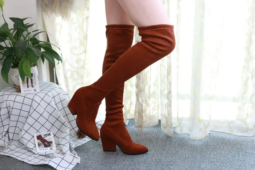 QUTAA Women Over The Knee High Boots