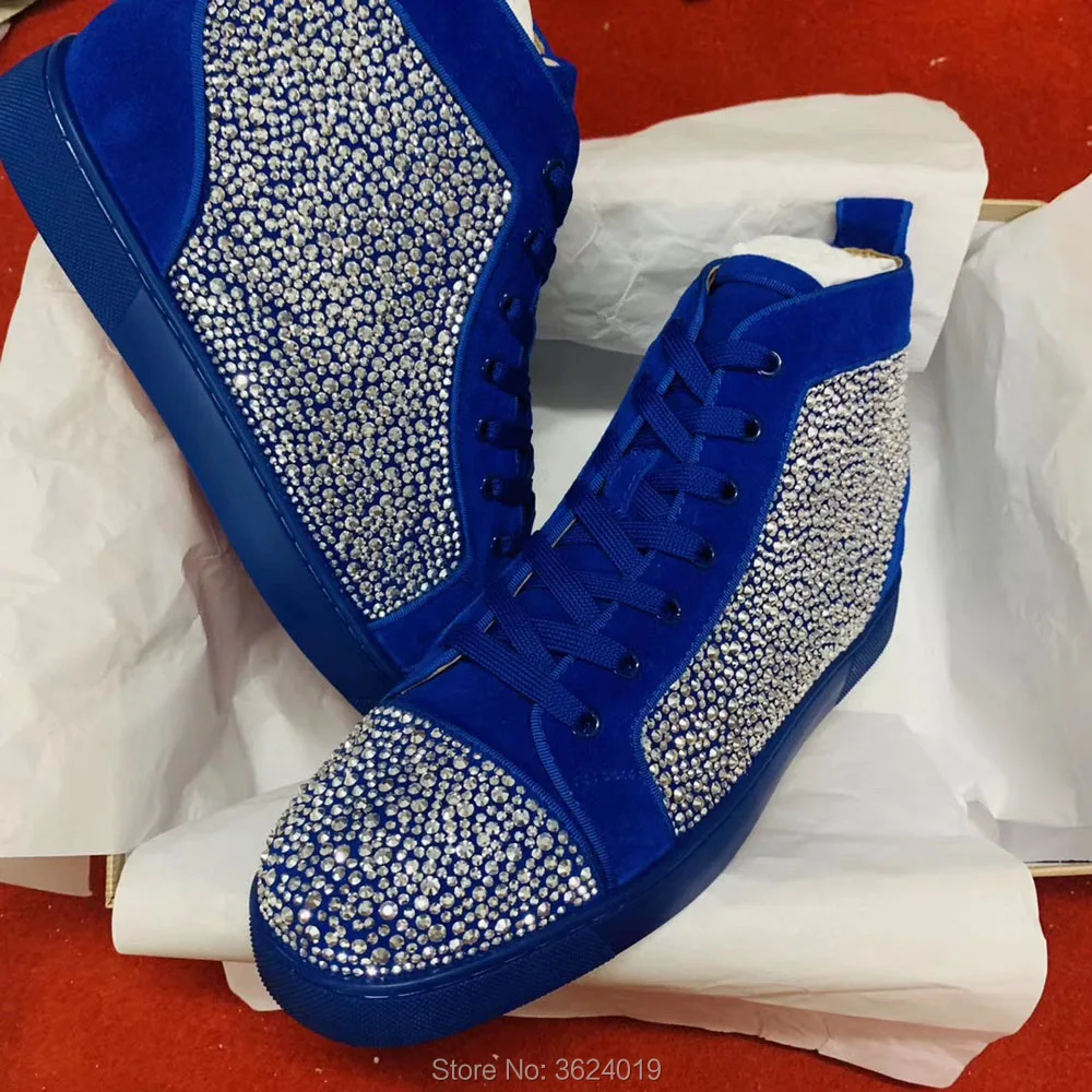 High Cut sneakers Outdoor cl andgz Blue Suede Rhinestones Diamond Lace Up Red bottom casual Shoes Leather Loafers for Men's Flat
High Cut sneakers Outdoor cl andgz Blue Suede Rhinestones Diamond Lace Up Red bottom casual Shoes Leather Loafers for Men's Flat
