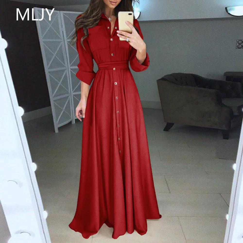 Fall 2018 Women Long Sleeve Button Front Club Maxi Pockets Shirt Dress With Belt
Fall 2018 Women Long Sleeve Button Front Club Maxi Pockets Shirt Dress With Belt