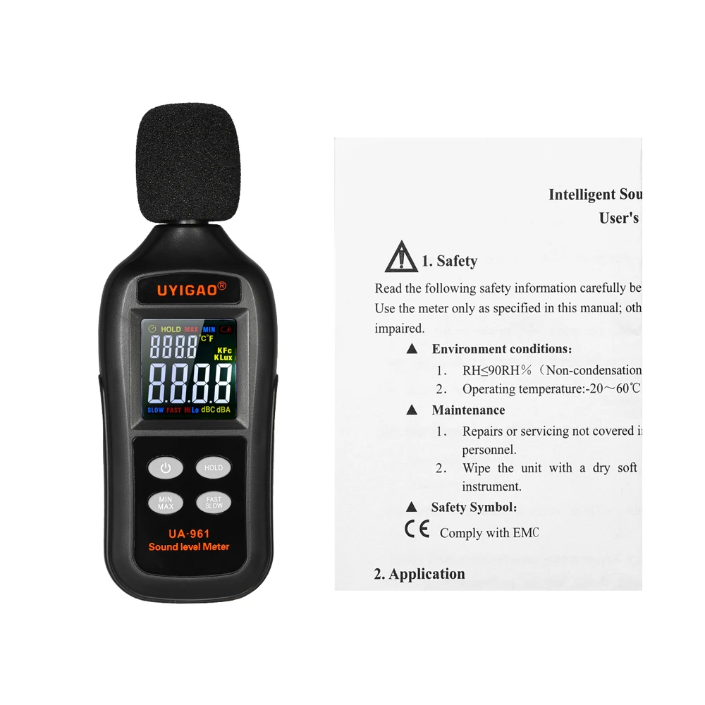 Digital Sound Level Meter UYIGAO LCD 35-135dB Noise Volume Measuring Instrument Decibel Monitoring Tester with Hold Mode
Digital Sound Level Meter UYIGAO LCD 35-135dB Noise Volume Measuring Instrument Decibel Monitoring Tester with Hold Mode