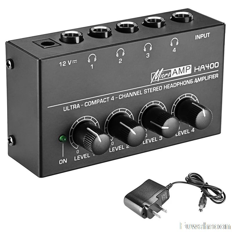 Fuwahsoon HA400 Ultra-compact 4 Channels Mini Audio Stereo Headphone Amplifier With Power Adapter Black Silver EU Plug
Fuwahsoon HA400 Ultra-compact 4 Channels Mini Audio Stereo Headphone Amplifier With Power Adapter Black Silver EU Plug