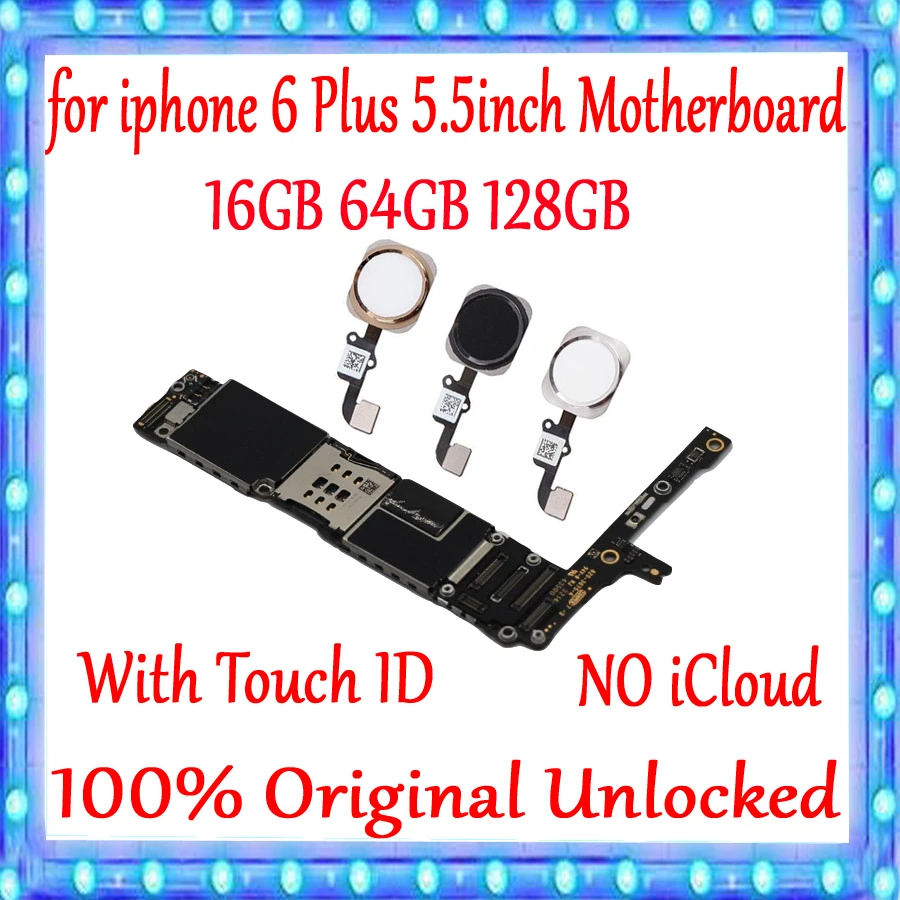 For iPhone 6 Plus 5.5 inch Motherboard Factory unlocked Mainboard With/without Touch ID for iphone 6 Plus MB Plate 100% Original
For iPhone 6 Plus 5.5 inch Motherboard Factory unlocked Mainboard With/without Touch ID for iphone 6 Plus MB Plate 100% Original