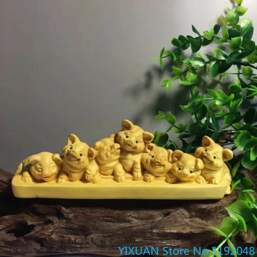 Interesting crafts, original colors, boxwood, wood carving, Fengshui ornaments, handlebars: seven little Fu pigs.
Interesting crafts, original colors, boxwood, wood carving, Fengshui ornaments, handlebars: seven little Fu pigs.