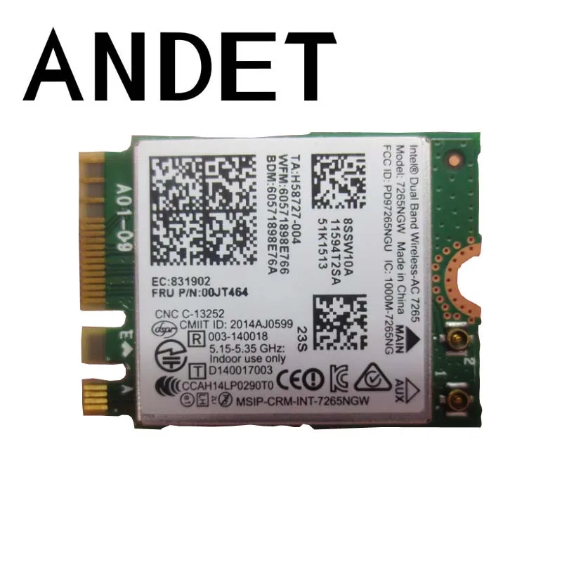 Dual band Wireless-AC 7265 7265NGW 2x2 WiFi Card For Lenovo ThinkPad X250 L450 T450 T450S T550 W550S Yoga 12 15 00JT464 00JT502
Dual band Wireless-AC 7265 7265NGW 2x2 WiFi Card For Lenovo ThinkPad X250 L450 T450 T450S T550 W550S Yoga 12 15 00JT464 00JT502