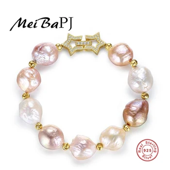 MeiBaPJ S925 Pure Silver Five-pointed Star Bracelet Electroplating Golden Baroque Natural Abnormity Pearl Blended Hand Ornament
MeiBaPJ S925 Pure Silver Five-pointed Star Bracelet Electroplating Golden Baroque Natural Abnormity Pearl Blended Hand Ornament