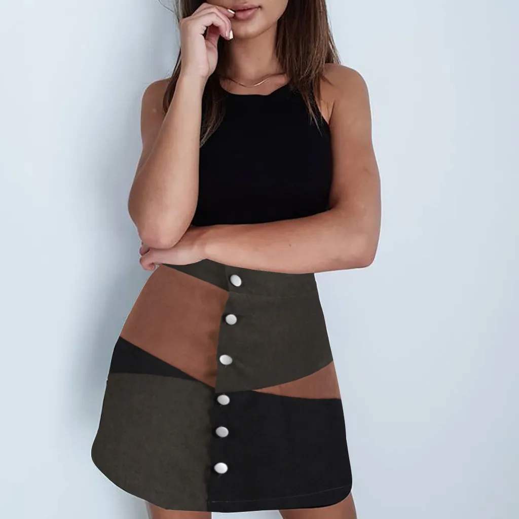 Fashion Women Casual Botton A-Line Skirt Patchwork Color Block Short Mini Skirt Army Green Brown falda leopardo jupe femme 2018
Fashion Women Casual Botton A-Line Skirt Patchwork Color Block Short Mini Skirt Army Green Brown falda leopardo jupe femme 2018