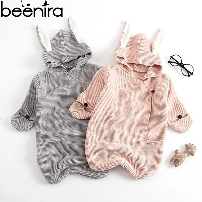 

Beenira Sleepwear & Robes Autumn New Romper Bunny Ears Knitted Baby Sleeping Bag Is Stereo Newborn Baby Clothes Baby Romper