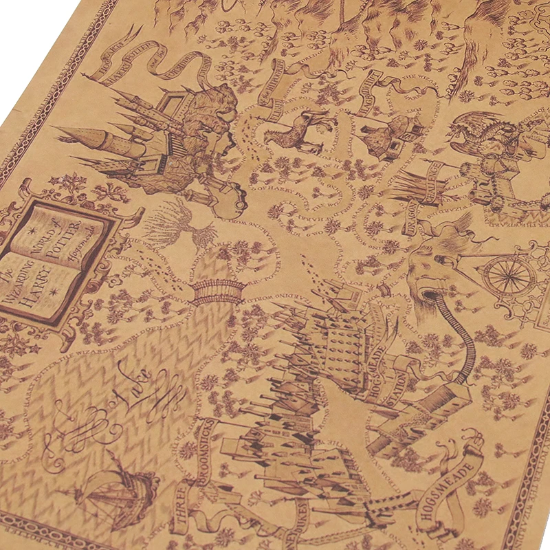 DLKKLB 72x26 см знаменитый фильм Волшебная карта мира известный вид Крафт Бумага
