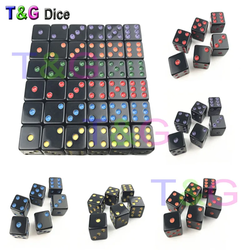 T&G New Dices Cube Colorful Dots of 6pcs/Set 16mm D6 Special Six Sided Bar Games Gambling Dice Dado Set for Gift
T&G New Dices Cube Colorful Dots of 6pcs/Set 16mm D6 Special Six Sided Bar Games Gambling Dice Dado Set for Gift