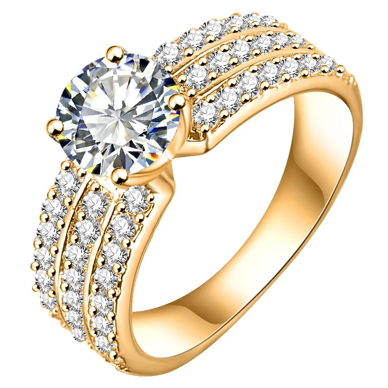 Fashion Jewelry Shining Zircon Engagement Ring For Women Prong Setting Crystal Zirconia Anel Gold Color Wedding Rings Schmuck
Fashion Jewelry Shining Zircon Engagement Ring For Women Prong Setting Crystal Zirconia Anel Gold Color Wedding Rings Schmuck