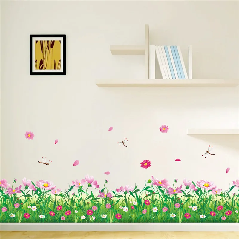 spring pink flower green grass dragonfly butterfly Clover Skirting Line Flora diy home decal wall sticker living room mural art
spring pink flower green grass dragonfly butterfly Clover Skirting Line Flora diy home decal wall sticker living room mural art