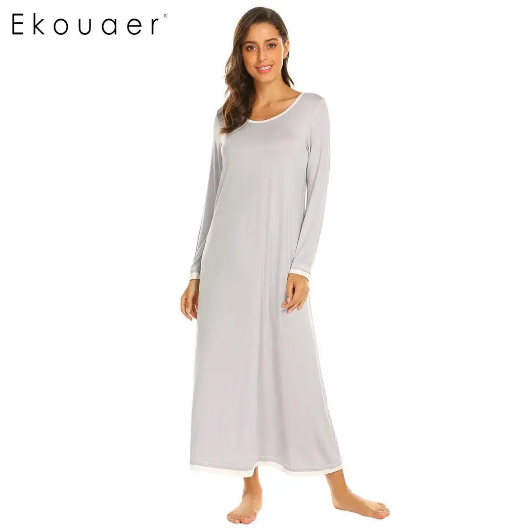 Ekouaer Sleepwear Long Nightdress Women Solid O Neck Long Sleeve Chemise Nightgown Sleep Dress Female Sleepshirt
Ekouaer Sleepwear Long Nightdress Women Solid O Neck Long Sleeve Chemise Nightgown Sleep Dress Female Sleepshirt