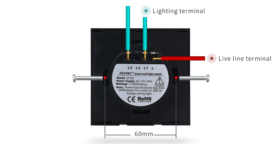 Funry ST2 2Gang EU Standard Touch Screen Smart Switch Surface Waterproof Tempered Glass 170-240V RF433MHz Lighting Touch Switch 18