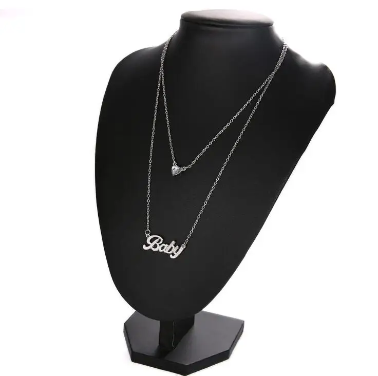 2018 New Fashion letter BABY Heart Crysatl Pendant Necklace for Women Charm Silver Multi-layer Necklaces Choker Accessories gift
2018 New Fashion letter BABY Heart Crysatl Pendant Necklace for Women Charm Silver Multi-layer Necklaces Choker Accessories gift