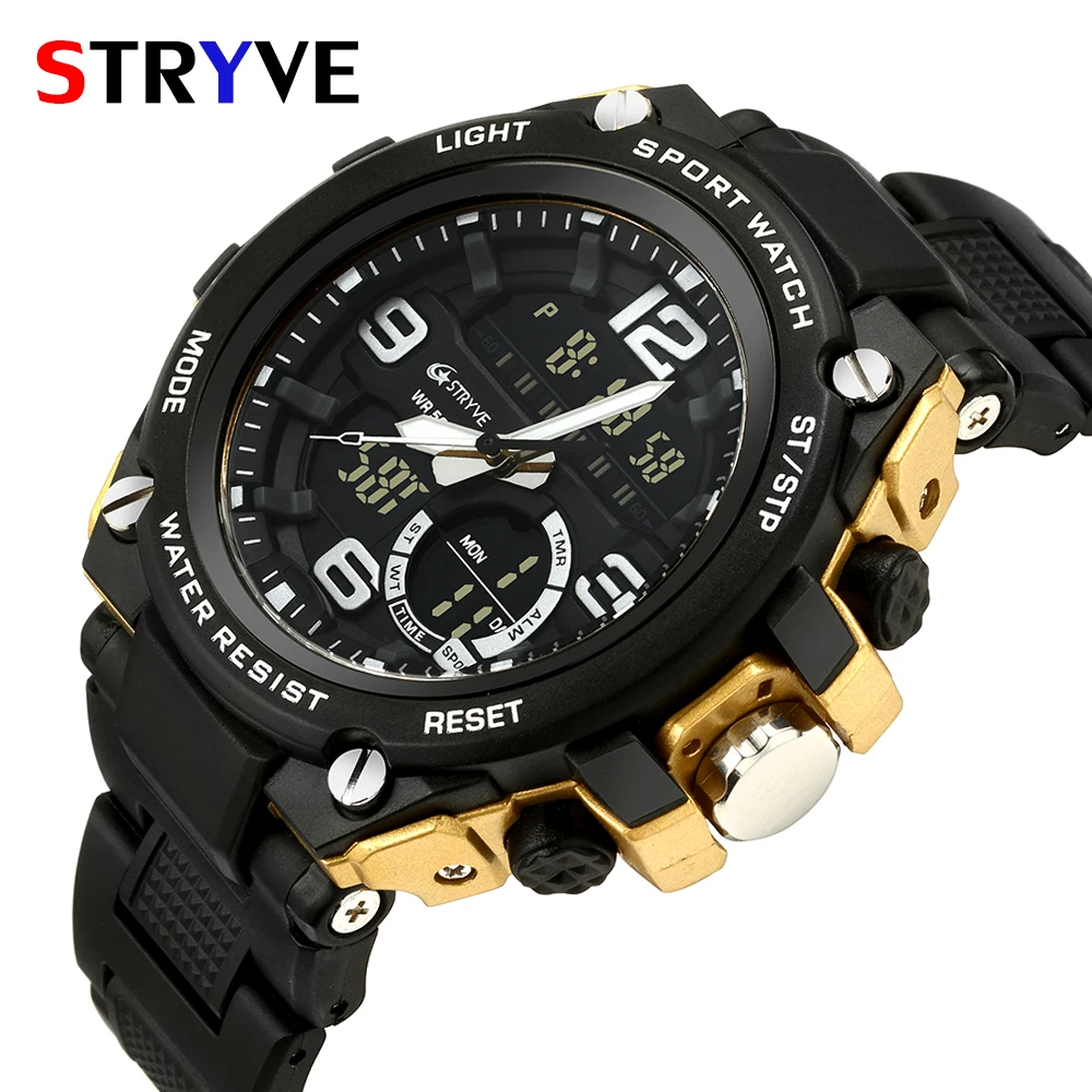 New Brand Stryve Casual Watch Men G Style Waterproof Sports Military Watches Shock Men's Luxury Analog Digital Quartz Watch
New Brand Stryve Casual Watch Men G Style Waterproof Sports Military Watches Shock Men's Luxury Analog Digital Quartz Watch