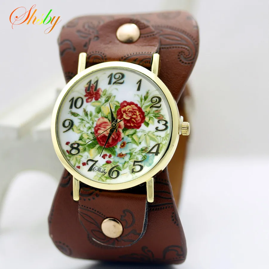 New Printed leather Bracelet Wristwatch Wide band women dress Watch colorful flowers Fashion Women Casual Watch girl's gift
New Printed leather Bracelet Wristwatch Wide band women dress Watch colorful flowers Fashion Women Casual Watch girl's gift