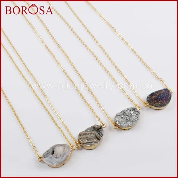 BOROSA 5/10PCS Mango Rainbow Titanium Galaxy Druzy Quartz Connector with 16inch Gold Chains Necklace Gems Jewelry G1614-N
BOROSA 5/10PCS Mango Rainbow Titanium Galaxy Druzy Quartz Connector with 16inch Gold Chains Necklace Gems Jewelry G1614-N