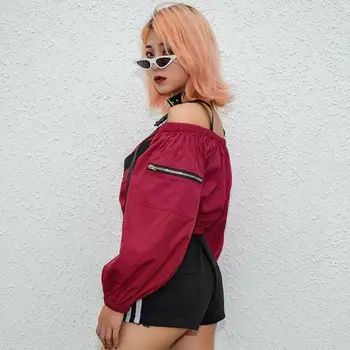 Womens Off Shoulder Zipper Shirt Hip Hop Dance Cool Zipper Party Stylish Tops Patchwork Loose Crop Tops Plus Size S-2XL
Womens Off Shoulder Zipper Shirt Hip Hop Dance Cool Zipper Party Stylish Tops Patchwork Loose Crop Tops Plus Size S-2XL