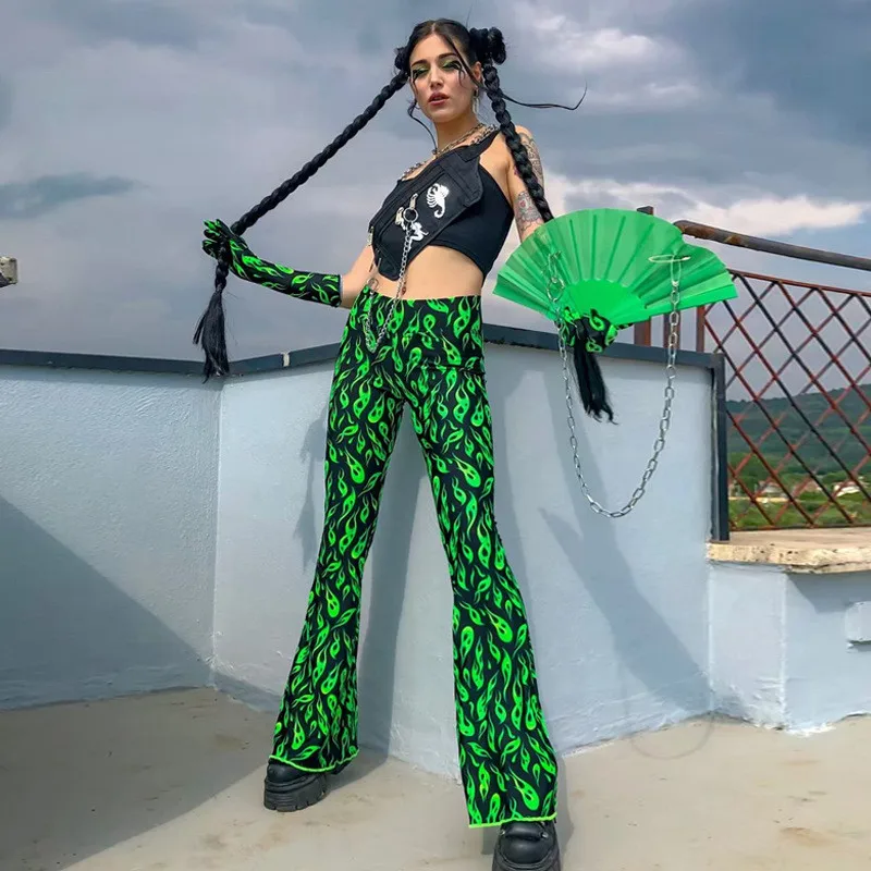 2019 Autumn High Street Flares Pants Women High Waist Printed Casual Green Regular Pants Fashion Sexy Ladies Pants Female Bottom
2019 Autumn High Street Flares Pants Women High Waist Printed Casual Green Regular Pants Fashion Sexy Ladies Pants Female Bottom