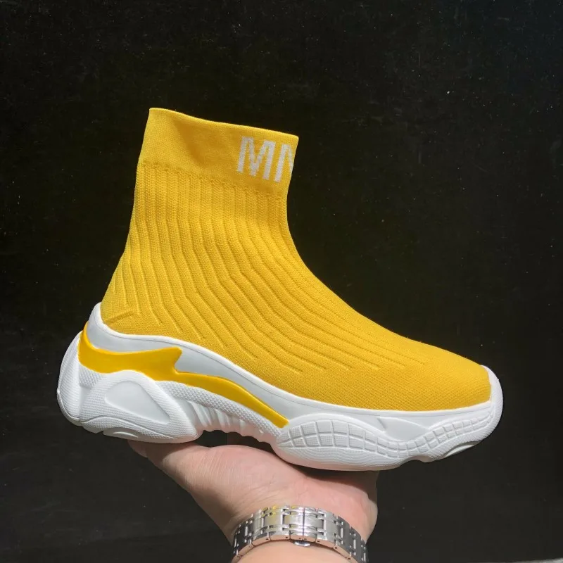 Prova 2019 New Hot Knitting Stretch Sock Sneakers For Women Slip On Flat Plaform Ladies Boots Shoes Yellow Fashion Daddy Sneaker
Prova 2019 New Hot Knitting Stretch Sock Sneakers For Women Slip On Flat Plaform Ladies Boots Shoes Yellow Fashion Daddy Sneaker