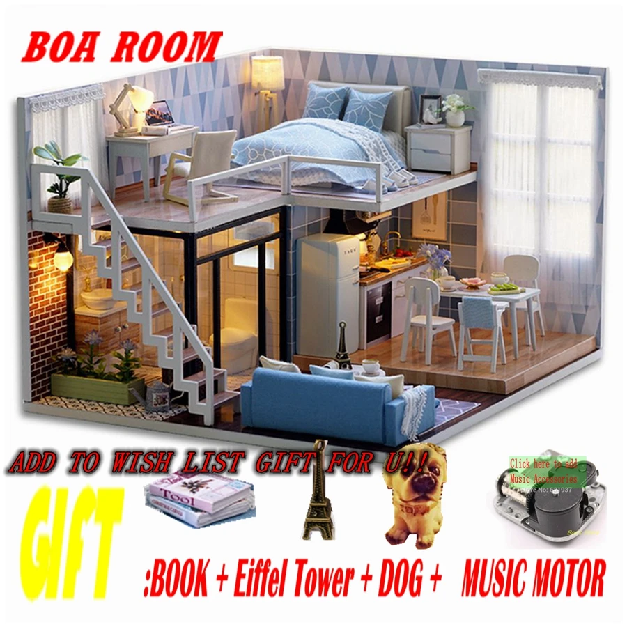 Кукольный домик CASA DE BONECA Миниатюрная игрушка головоломка Diy Модель деревянная