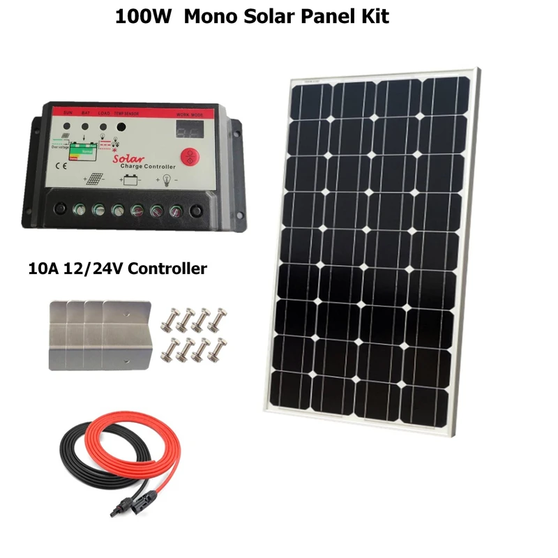 100w Solar Panel Monocrystalline cell 100W solar system Photovoltaic solar panel 12v battery W/ 10A LED Solar controller
100w Solar Panel Monocrystalline cell 100W solar system Photovoltaic solar panel 12v battery W/ 10A LED Solar controller