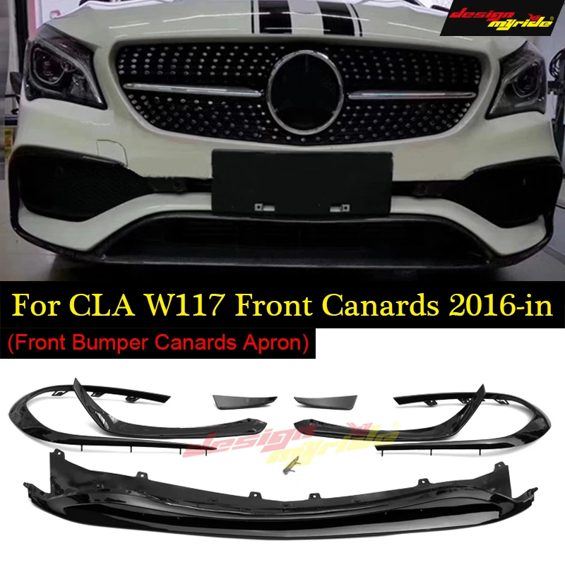 

For CLA W117 Anterior lip 8-pcs Carbon fiber For CLA-W117 cla180 cla200 cla250 Front Bumper Canards Front Lip Fin Sports 2016-18