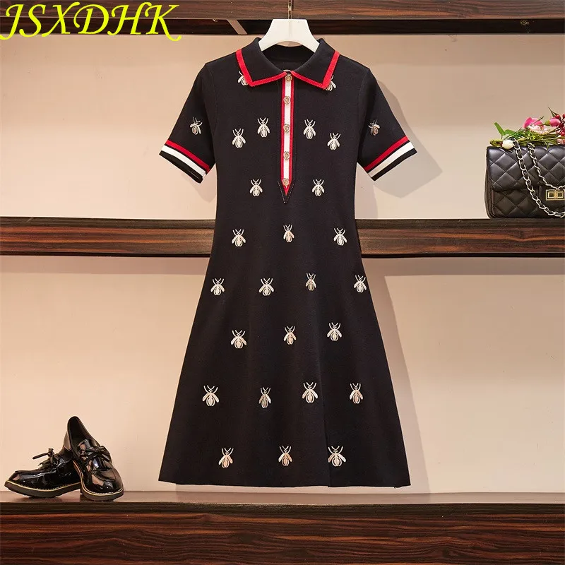 JSXDHK Summer Plus Sleeve Knitted Dress 2019 Fashion Women Honeybee Embroidery Animal Short Sleeve A Line Pullowers Dress M-4XL
JSXDHK Summer Plus Sleeve Knitted Dress 2019 Fashion Women Honeybee Embroidery Animal Short Sleeve A Line Pullowers Dress M-4XL