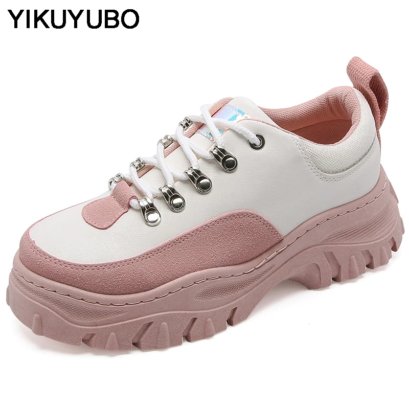 YIKUYUBO/2019 Весенняя модная обувь на платформе женские комфортная плоской подошве