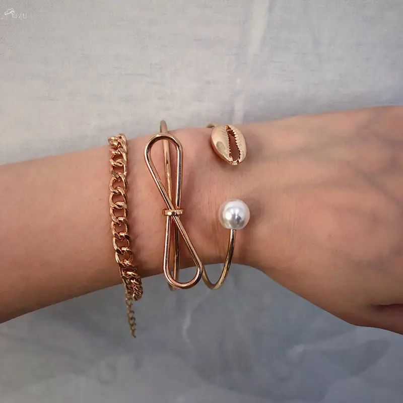AOMU 1SET Geometric Bow Shell Metal Bracelet Imitation Pearl Bracelets For Women Opening Bracelets Bangles Fashion Jewelry
AOMU 1SET Geometric Bow Shell Metal Bracelet Imitation Pearl Bracelets For Women Opening Bracelets Bangles Fashion Jewelry