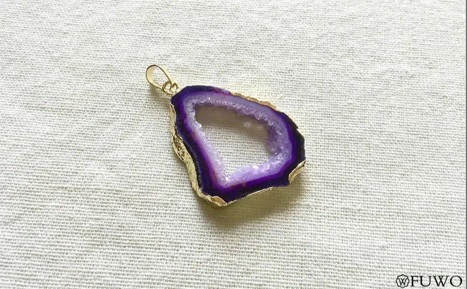 Purple Agate Slice Pendant 8